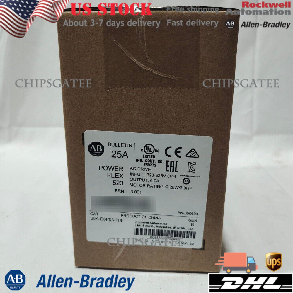NEW  25A-D6P0N114 Allen Bradley PowerFlex 523 2.2kW (3Hp) AC Drive US Free Tax