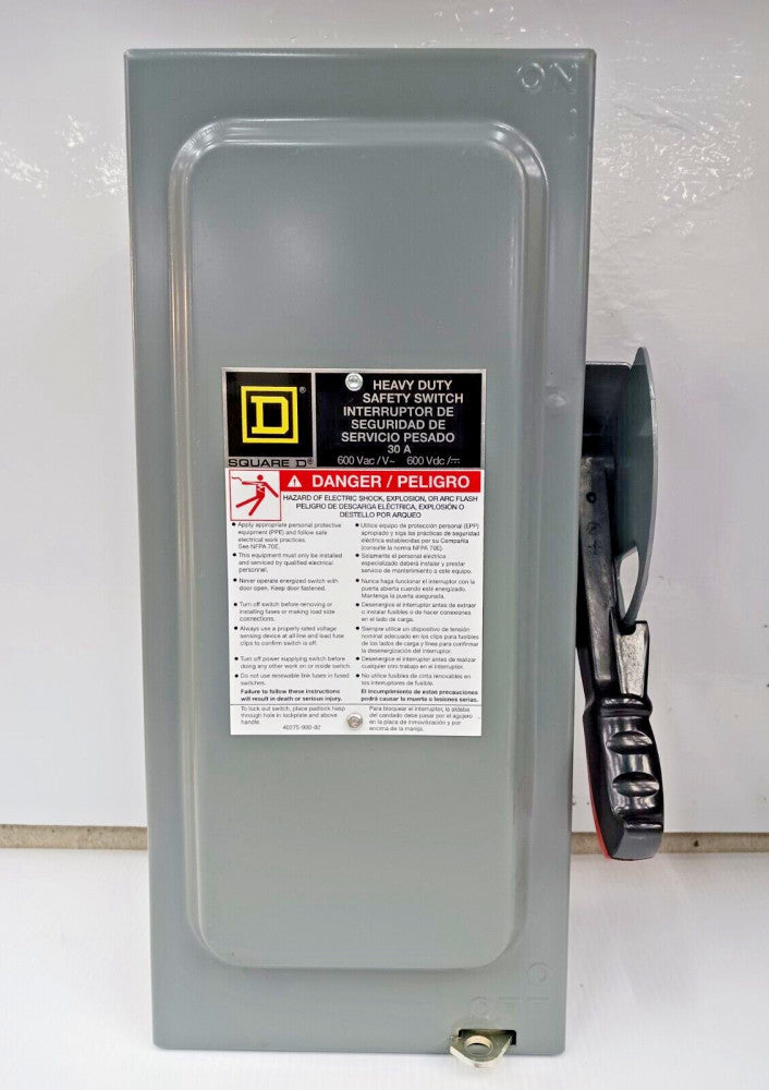 New Square D 30 Amp Non-Fusible Safety Switch Disconnect 3PH 600 VAC HU361