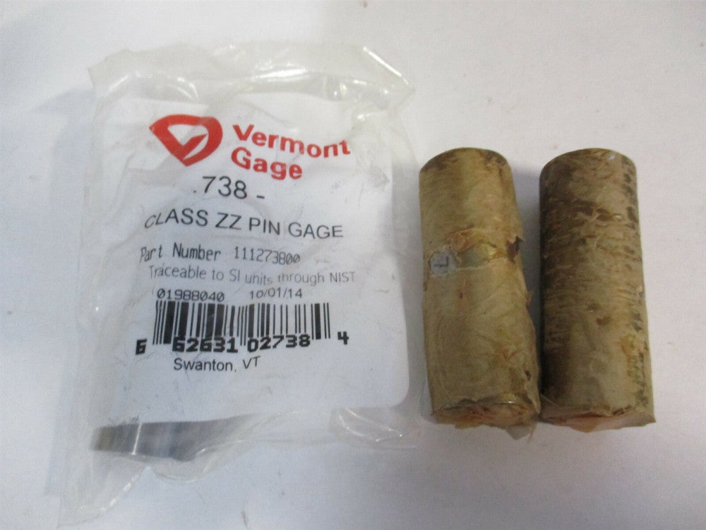 Vermont Gage (111273800) 0.738" Diam Class ZZ Minus Plug & Pin Gage - Lot of 3