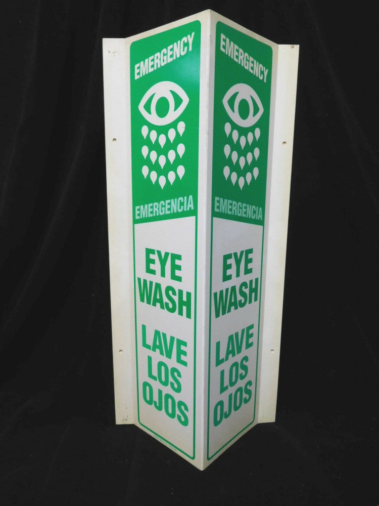 SPANISH EYE WASH SIGN "Emergency Emergencia Eye Wash Lave Los Ojos "