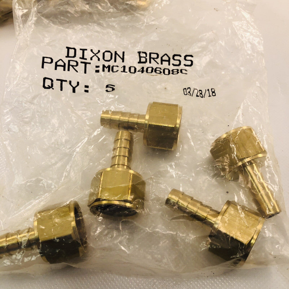 DIXON Brass MC1040608C Barbed Hose Fitting,3/8"hose X 1/2”NPTF (Bag Of 5 Pcs)NEW