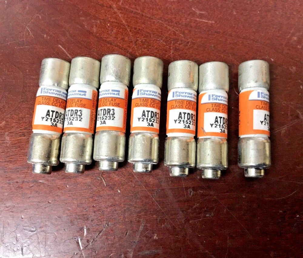 (Lot of 7) Ferraz Shawmut ATDR3 Class CC Fuse 3A 600Vac