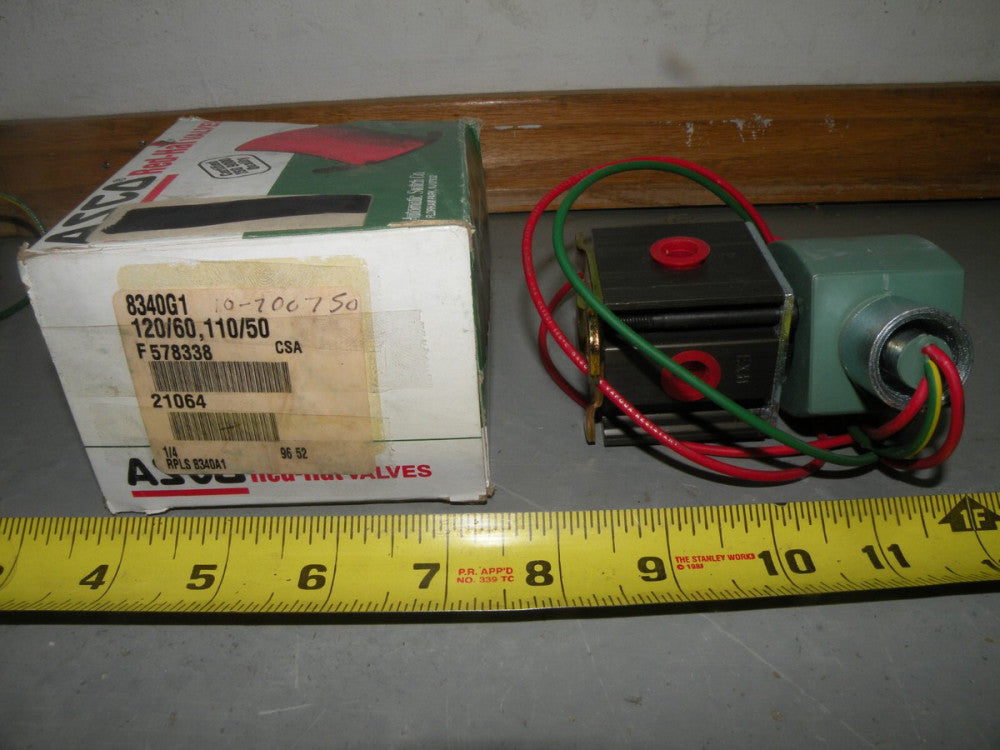 ASCO RED HAT SOLENOID VALVE 8340G1 110/120VAC 1/4" 150PSI