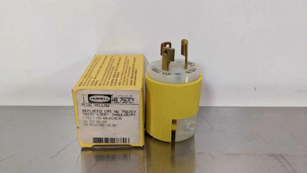 Hubbell HBL7567CY Twist-Lock Insulgrip Yellow 3 Pole 3 Wire Non-Grounding