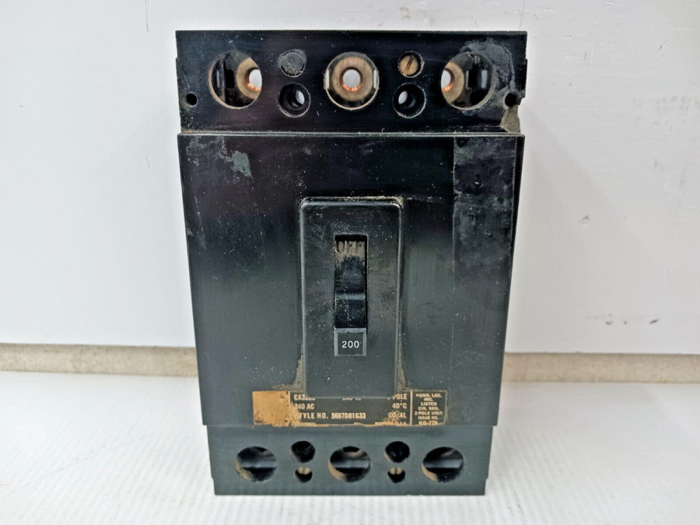 WESTINGHOUSE 200 AMP CIRCUIT BREAKER 3 POLE 240 VAC CA3200 (FLAW)