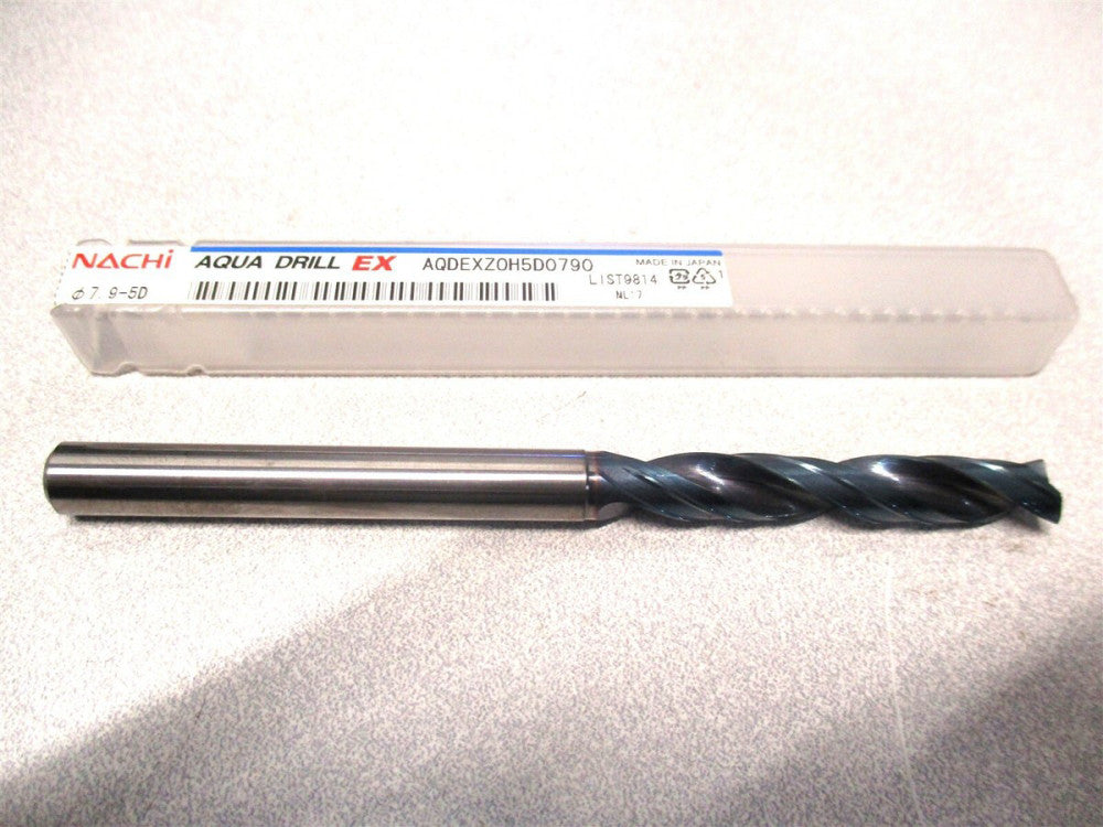 Nachi (0720258) 7.9mm x 110mm OAL 2-Flute RH Carbide Aqua Ex Flat Bottom Drill