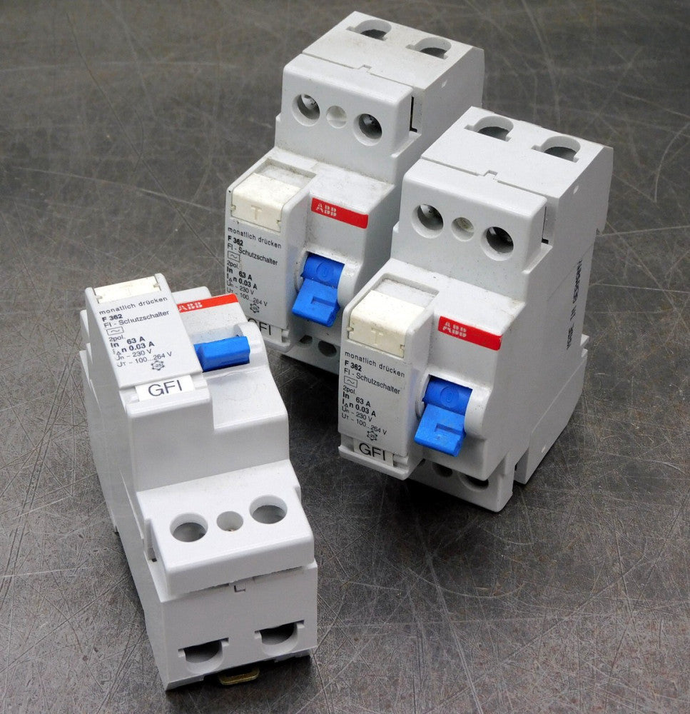 ABB F362 Circuit Breaker 63A 230 VAC Lot of Three (3)