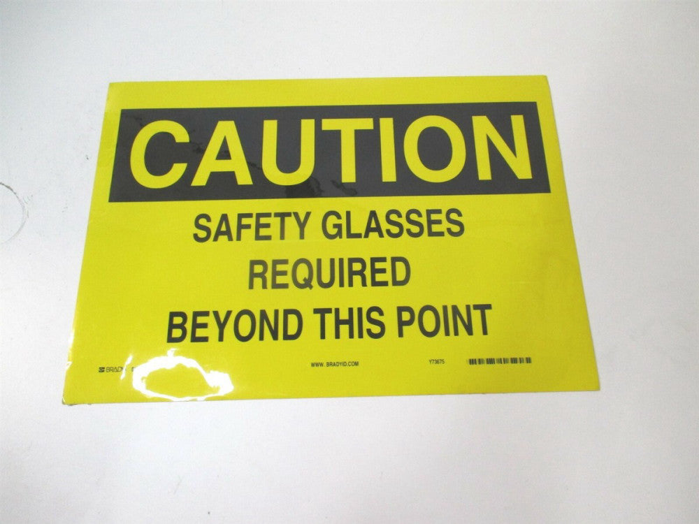 Brady (84992) 10" x 14" Safety Glasses Required Beyond This Point Yellow Sign