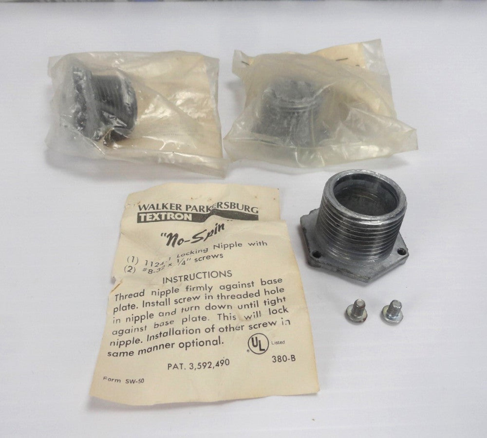 (3) Walker/Parkersburg "No spin" 1124-1" - 11241 Locking Nipple (NEW in Package)