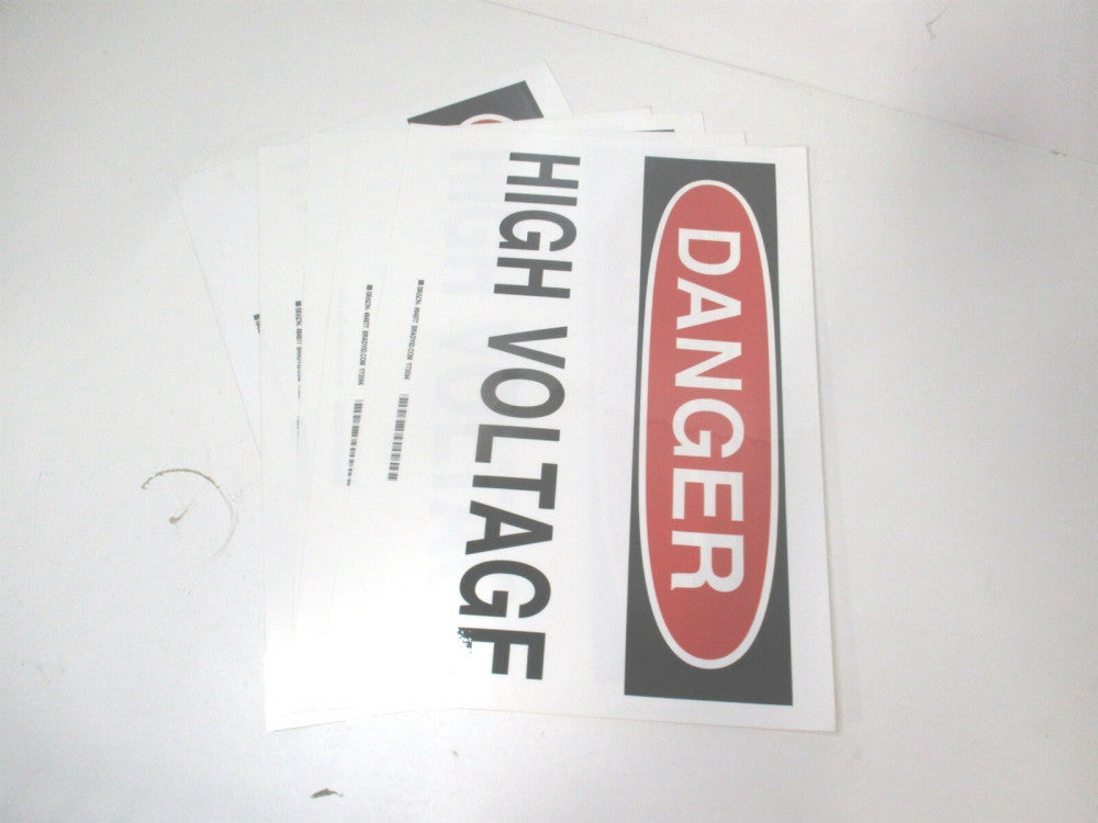 Brady (84877) 10 x 14 Danger High Voltage White Rectangle Polyester Sign - Qty 5