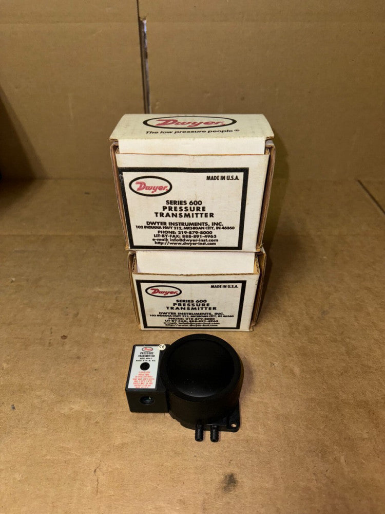 LOT OF (2) DWYER 604A-2 600-SERIES PRESSURE TRANSMITTERS, 35-VDC, NEW-OPEN BOX!