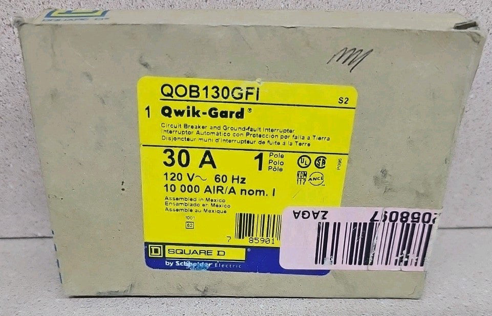 Square D QOB130GFI 1-Phase 1-Pole 30A 120 VAC Circuit Breaker NOS