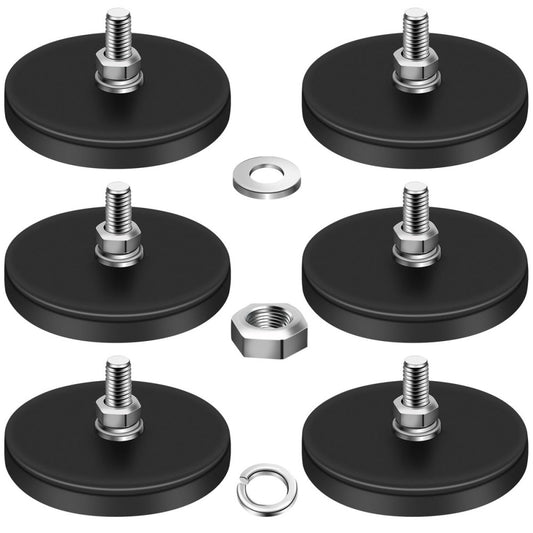 6Pcs Rubber Coated Magnets, Adhesive Power 30LBS Anti-Scratch Neodymium Large...