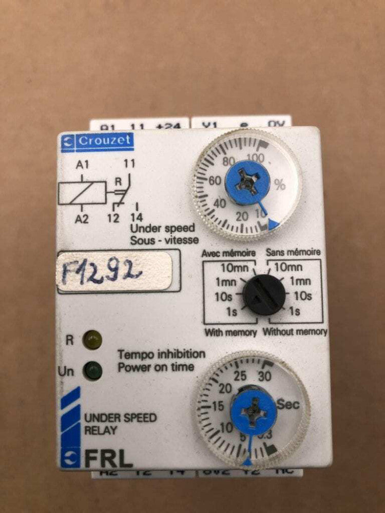 Crouzet FRL 84 874 300 Under Speed Relay 24VDC 8A 250VAC 1/3HP 240VAC