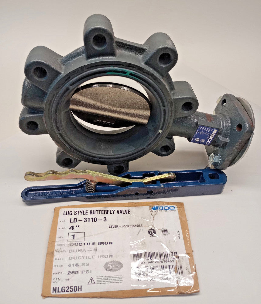 Nibco NLG250H Butterfly Valve Lug Style LD-3110-3 4-inch 250psi DI-416SS-DI-NBR
