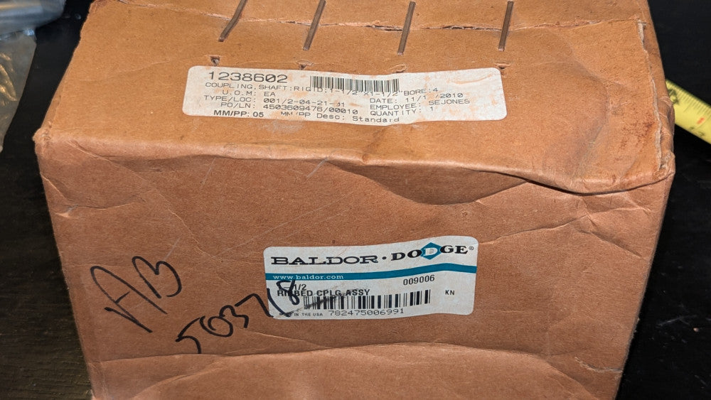 1-1/2 Ribbed Rigid Coupling Assembly Dodge Baldor 009006 1-1/2 in Bore
