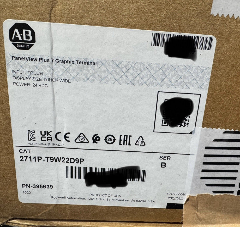 New 2024  Allen Bradley 2711P-T9W22D9P-BSHK C PanelView Plus 7 Color Touch