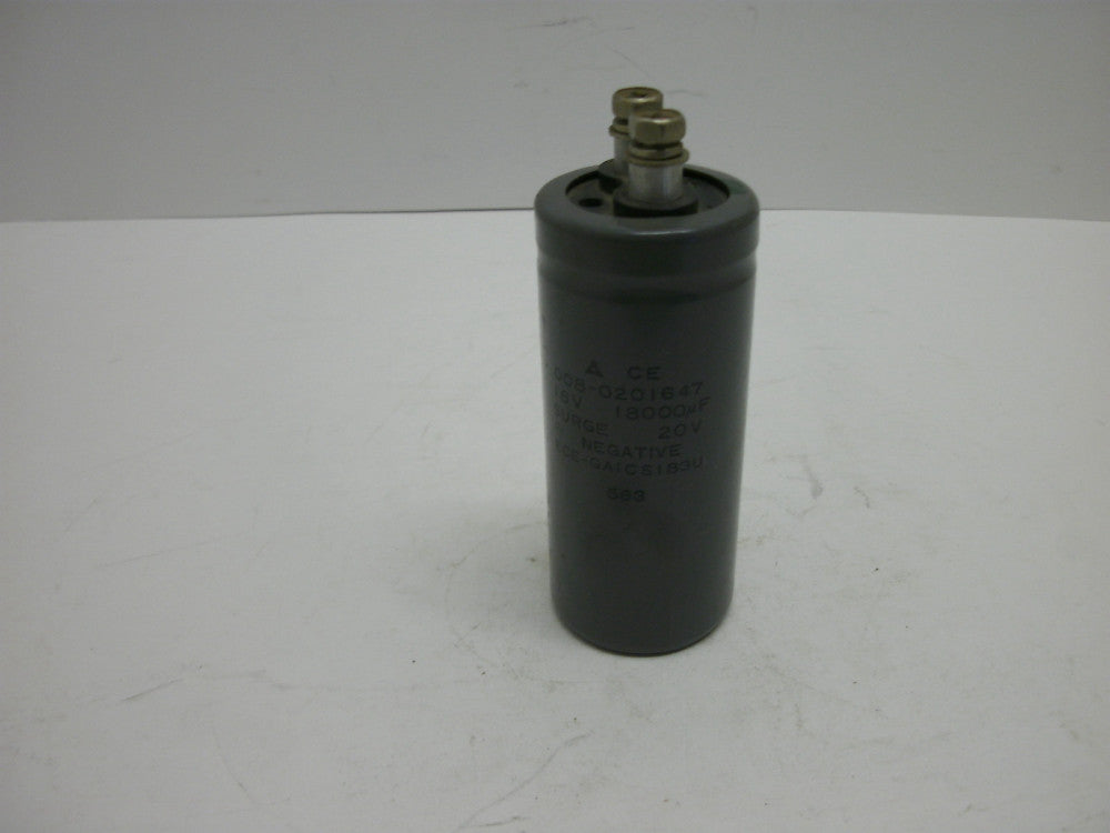 CE 008-0201647 CAPACITOR 16V 18000UF SURGE 20V NEGATIVE ECE-GAICS183U