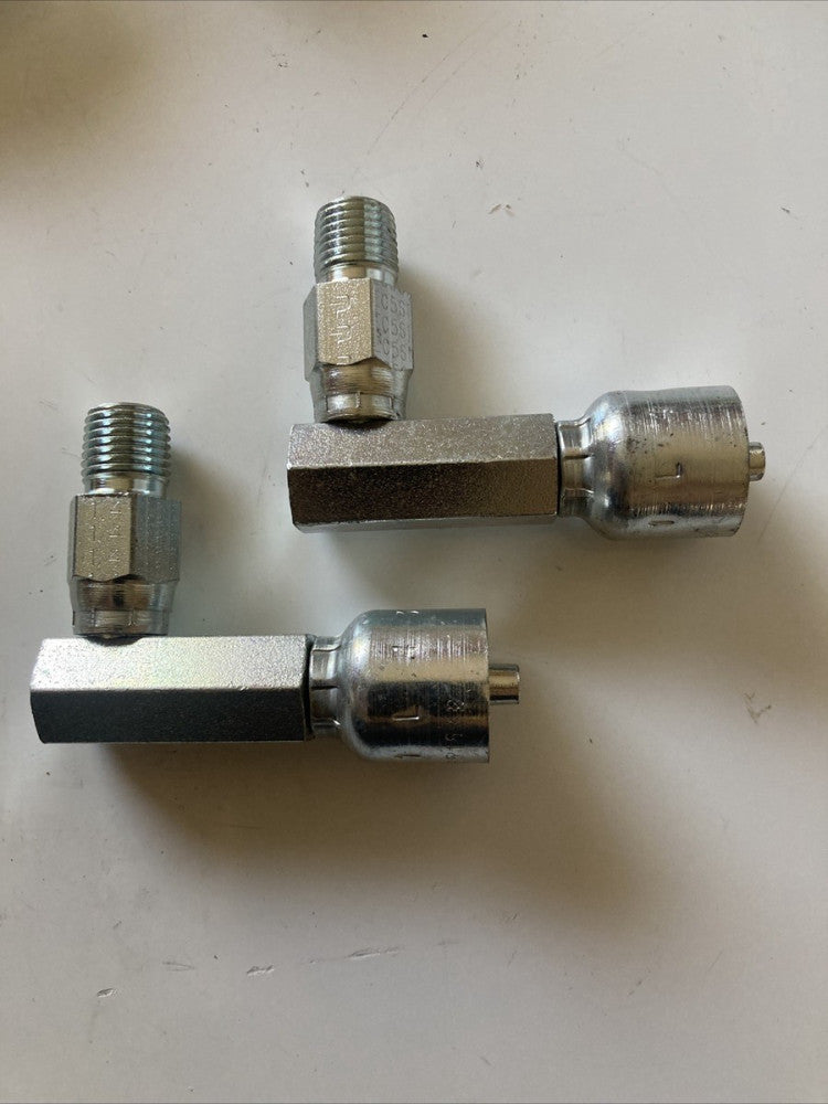 2 Pack- Parker 11L43-4-4 Male Pipe Swivel 90° Elbow 1/4" NPT x 1/4" Hose Steel