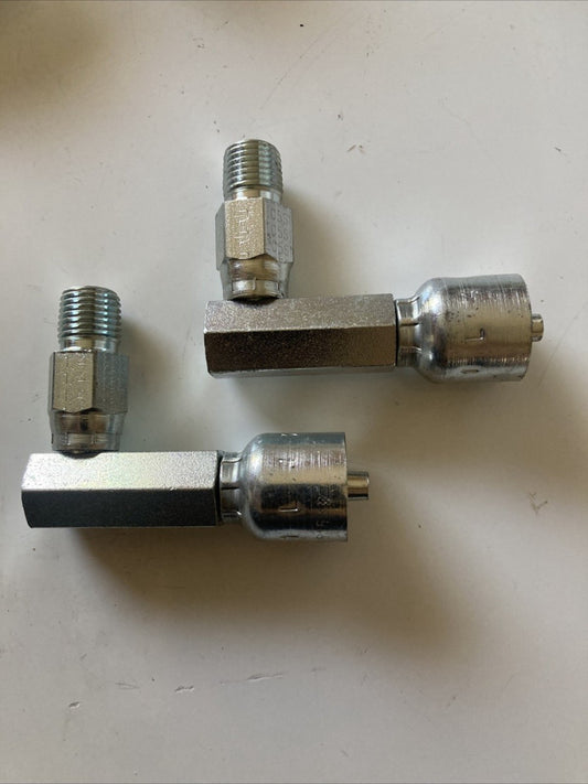 2 Pack- Parker 11L43-4-4 Male Pipe Swivel 90° Elbow 1/4" NPT x 1/4" Hose Steel
