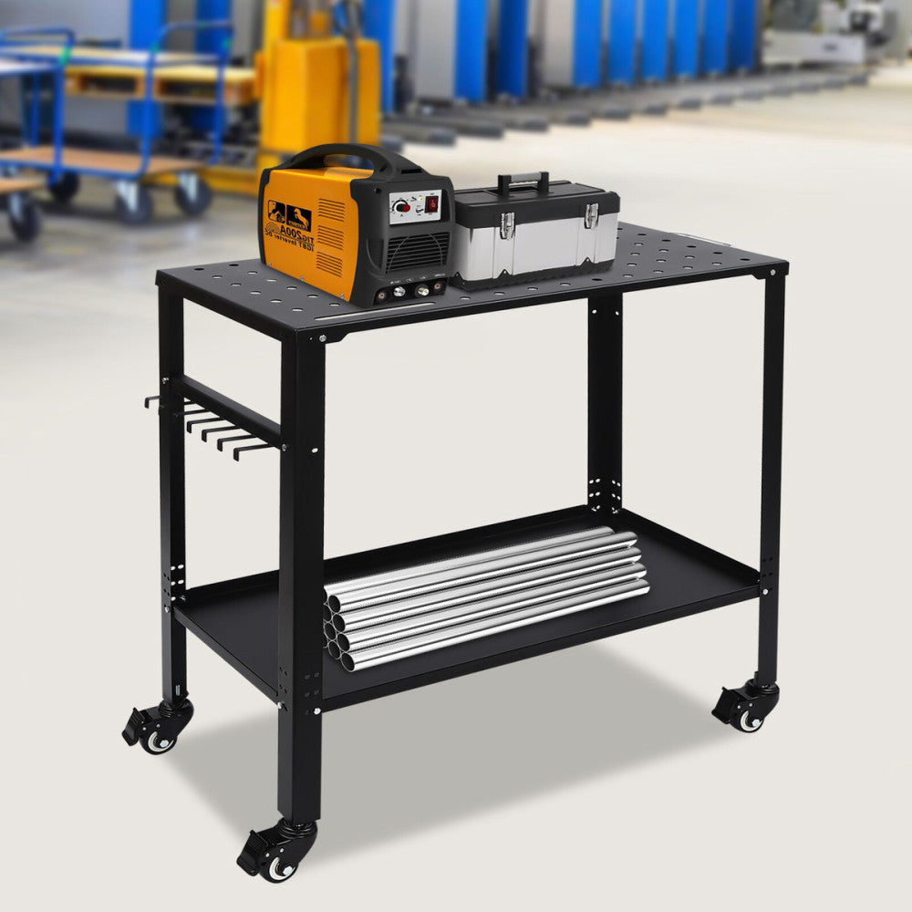 1200 Lbs Portable Welding Table W/ Holes On Top Welding Cart W/ Wheels 36''×18"