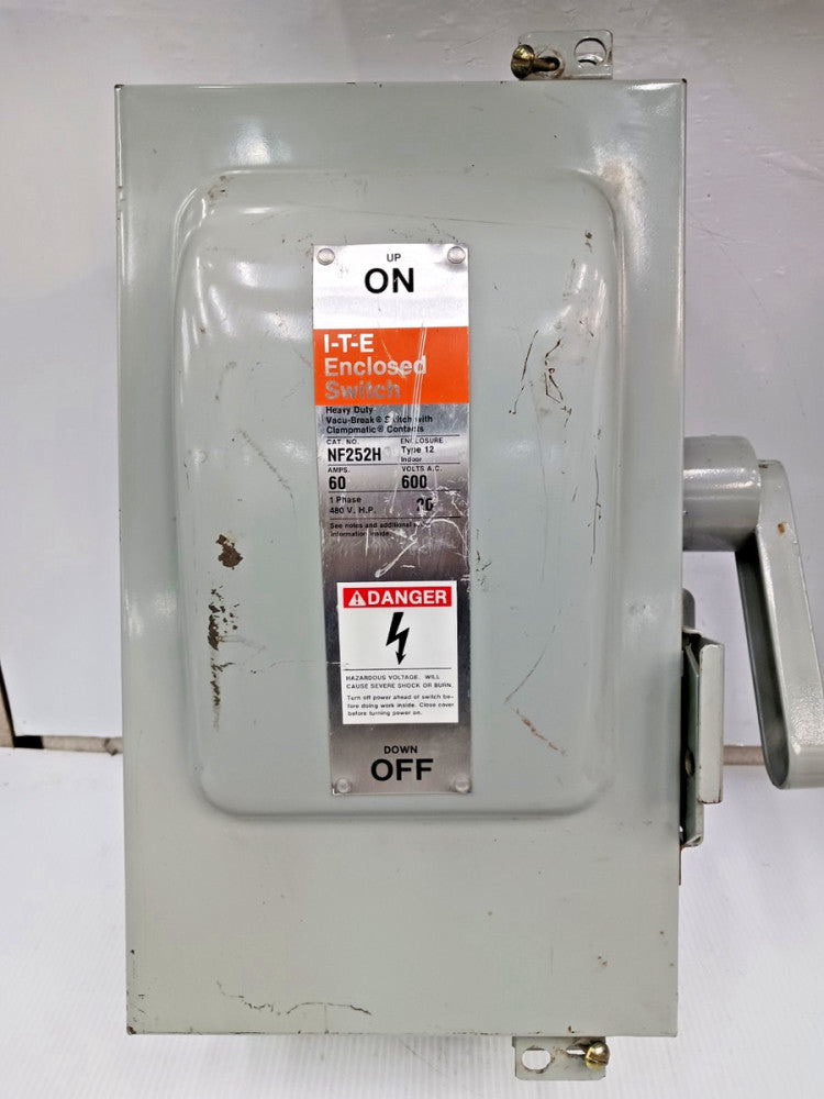 New ITE 60 Amp Non-Fused Enclosed Switch 2 Pole 600 VAC / 250 VDC Type 12 NF252H