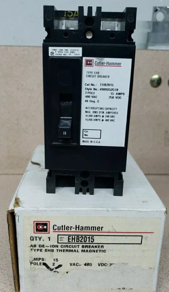 Cutler-Hammer Circuit Breaker 2P EHB2015 - NEW TAKE OUT