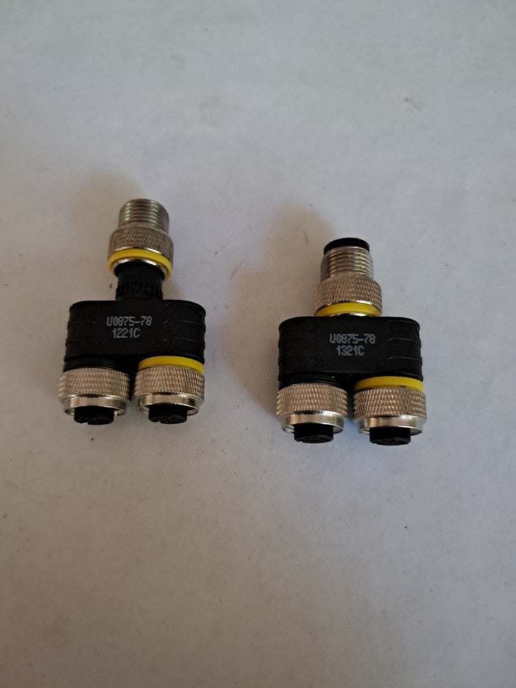 2 Turck YB2-FSM4.5-2FKM4.5 Splitter M12 Male - 2x M12 Female 5-Pin U0875-78