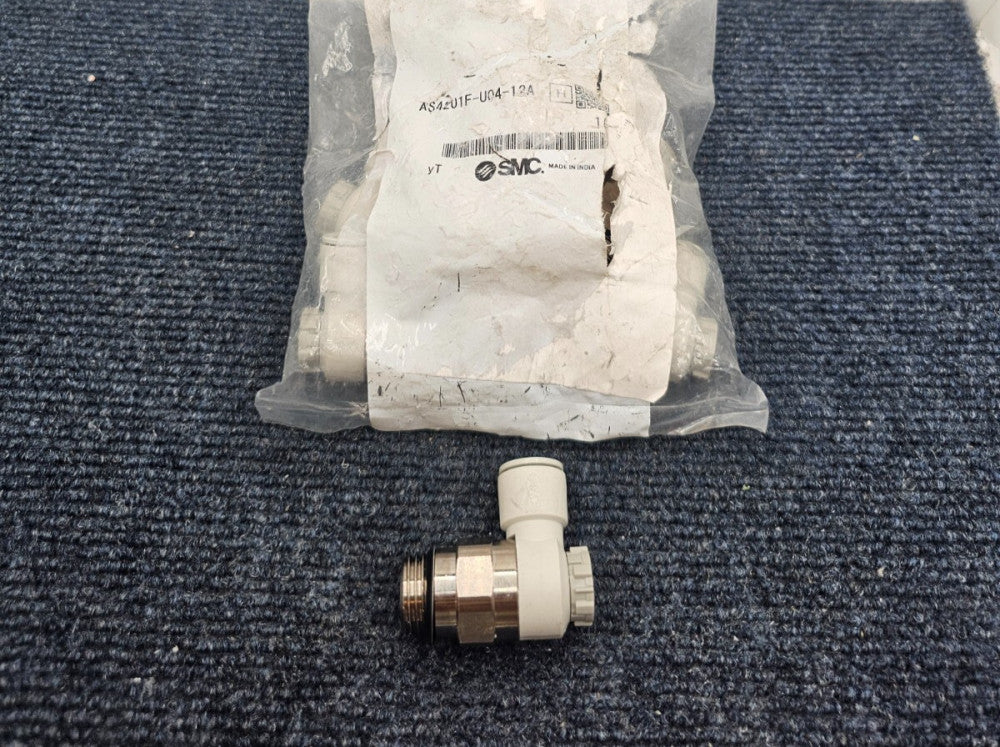 (8 PIECES) SMC AS4201F-U04-12A Flow Control Valve 1/2-14" NPT X 12mm Tube (4A3)