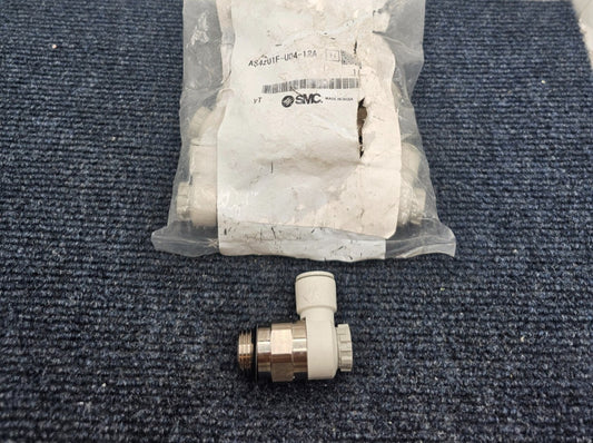 (8 PIECES) SMC AS4201F-U04-12A Flow Control Valve 1/2-14" NPT X 12mm Tube (4A3)