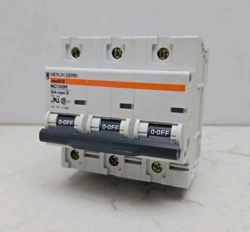 Merlin Gerin NC100H 32A Amp Type D Multi9 3P 3 Pole Circuit Breaker 27359 Used
