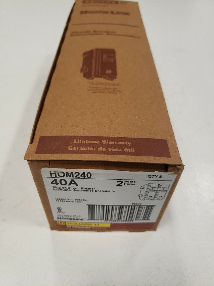 1 Square D Homeline HOM240 2 Pole 40 Amp 240 Volt Circuit Breaker New