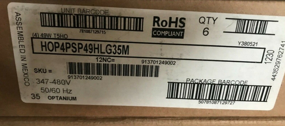 NEW  (6) Philips Advance HOP-4PSP49-HL-G Electronic Ballast 4 Lamp 49w T5H0