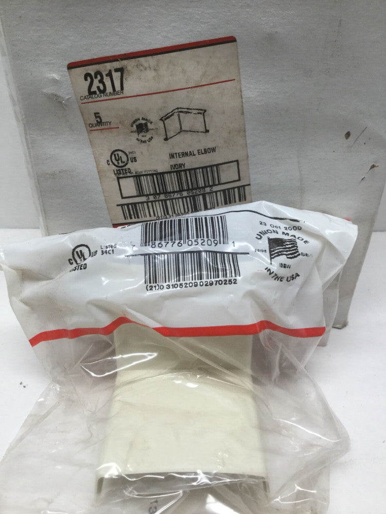 Wiremold 2317 Internal Elbow Ivory (Lot of 5)