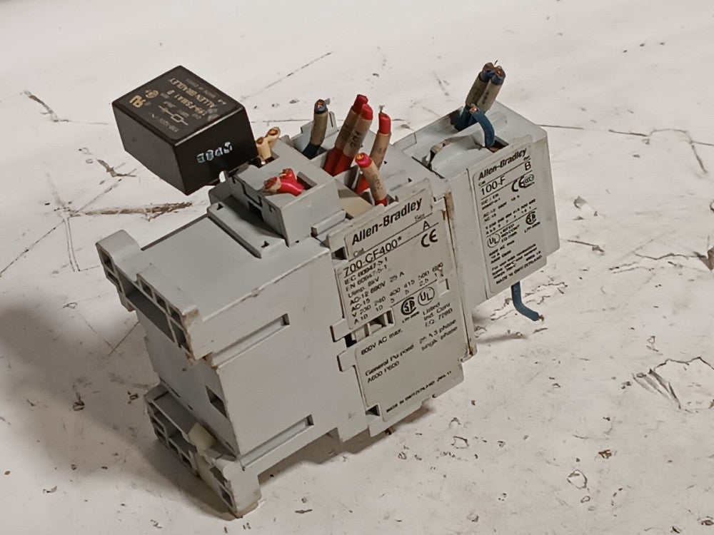 Allen-Bradley 700-CF400* Series A Control Relay w/ 100-F Auxiliary Contact Block
