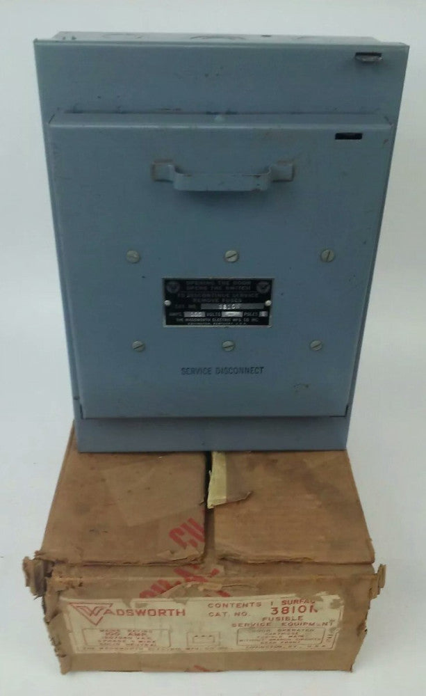 WADSWORTH 3810N FUSIBLE SERVICE DISCONNECT 3PH 4 WIRE 100A 120/240VAC 