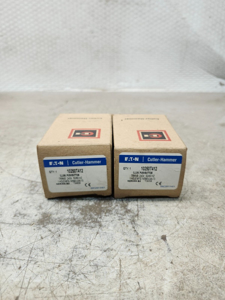 NEW IN BOX LOT OF 2 CUTLER HAMMER ILLUMINATED PUSHBUTTON 10250T412