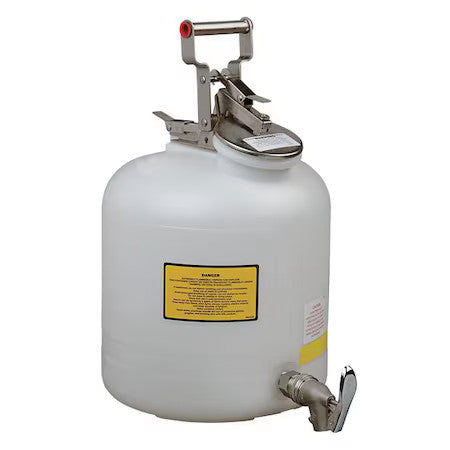 Justrite 12772 Liquid Disposal Safety Can, Polyethylene, 5 Gal, White,