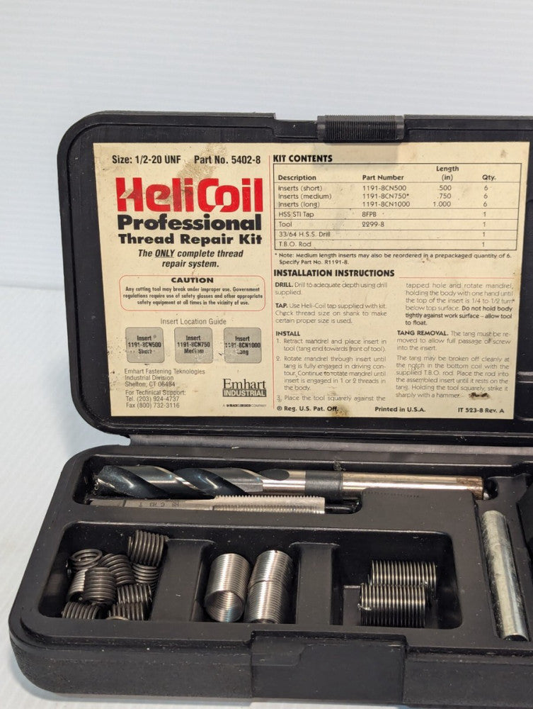 Heli-Coil 5402-8 Thread Repair Kit Size 1/2-20 w/second empty case