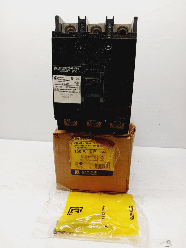 NEW SQUARE D Q2L3150 150 AMP MOLDED CASE CIRCUIT BREAKER 240 VAC 3 POLE *FLAW*