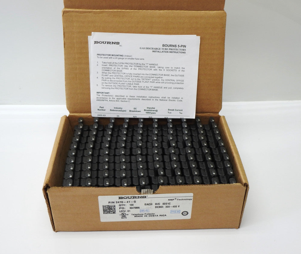 Box of 100 - Bourns 2470-41-G 5-Pin Gas Discharge Tube Protectors 2470 Series
