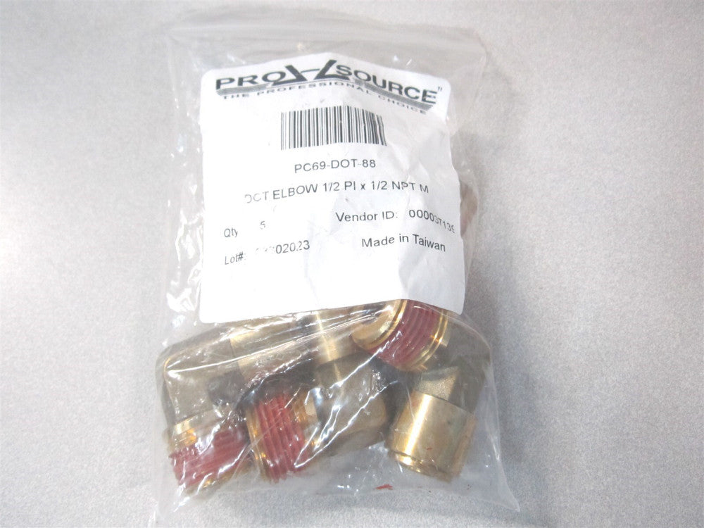 (PC69-DOT-88) 1/2" Push-to-Connect x MNPT DOT 90 Deg Elbow Fitting - Lot of 5 