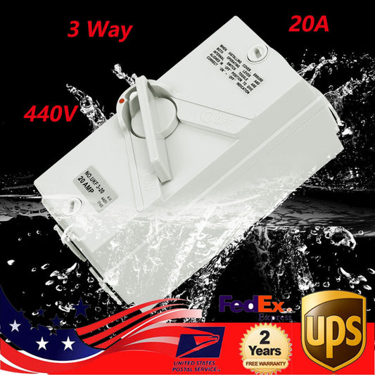 440V 20A 3 Pole Isolation Switch Wall Mounted Safety Isolation Switch Waterproof