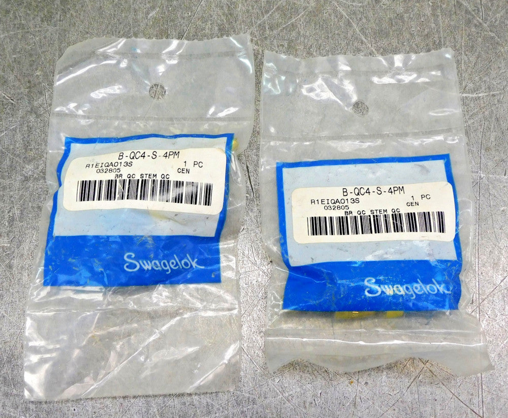 Swagelok B-QC4-S-4PM Brass Quick Connect Stem 1/4" NPT Lot of Two (2)