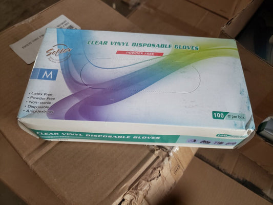 (1000/CS) Clear Vinyl Disposable Gloves, Medium, Latex & Powder Free