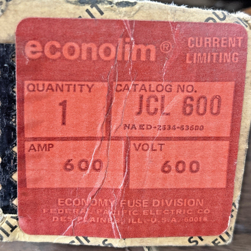 ECONOLIM JCL-600 Fuse 600 AMP, 600 Volt, Class J, Current Limiting, NEW