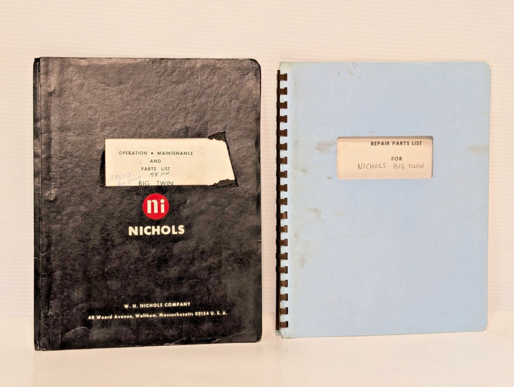 Nichols Big Twin Machine Operation & Maintenance Manual and Repair Parts Catalog