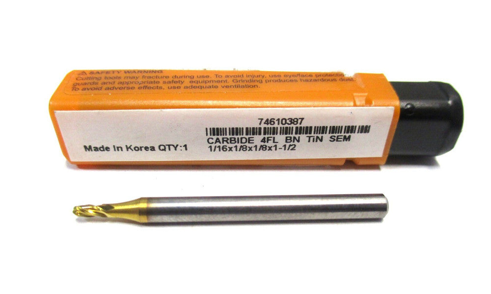 NEW (74610387) 1/16 x 1/8 x 1/8 x 1-1/2 4-Flute CC SE RH Carbide Ball End Mill