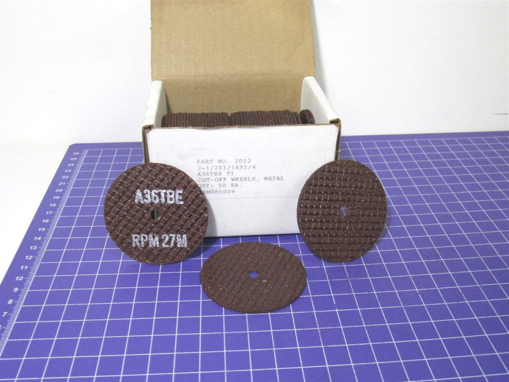 (50) Falcon A36TBE Abrasive Cut-off Wheel 2-1/2" x 1/16" x 1/4" Max RPM 27,000