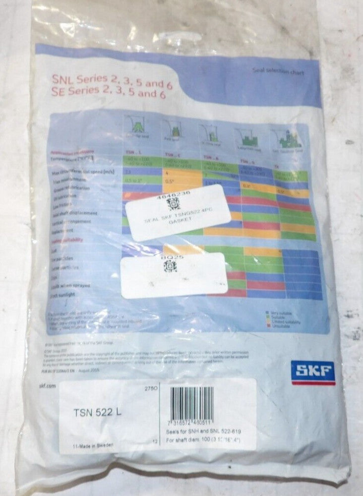 NEW SKF FOUR-LIP SEAL FOR SNH & SNL 522-619 SHAFT DIA. 100MM 3-15/16"/4" TSN522L